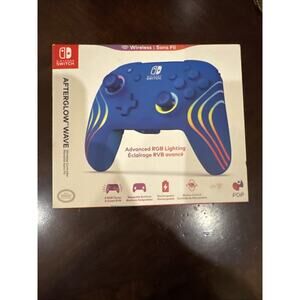 PDP Afterglow Wave Wireless Controller for Nintendo Switch - RGB Lighting Blue
